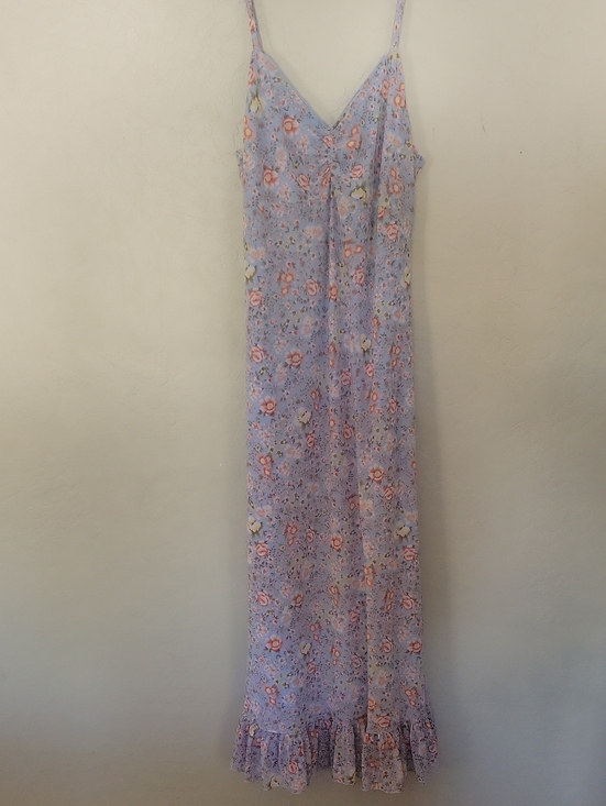 No Comment Ny La Dresses & Skirts - Lavender Floral Maxi Slip Dress with Ruffle Hem